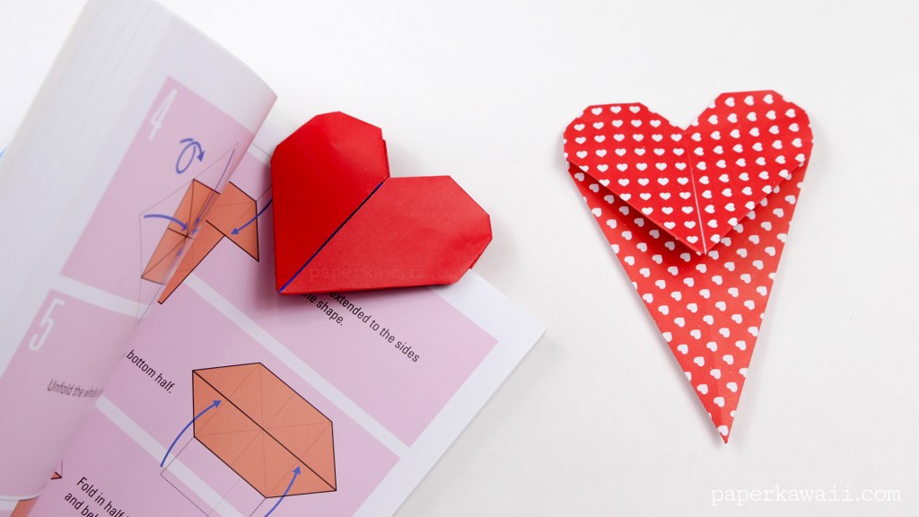 Origami a forma di cuore - foto via www.paperkawaii.com